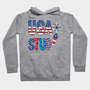 Usa Stud 4th Of July Fire Works Hoodie